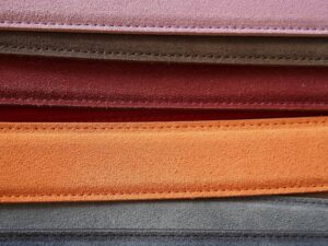 strips of different colored leather