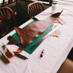 leather and leatherwork supplies on a table