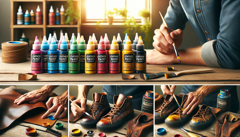 a person painting shoes with leather paint